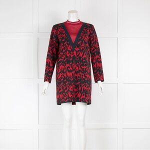 M Missoni Red Black Mesh V Neck Knit Fitted Cocktail Dress NWOT Size M IT 40